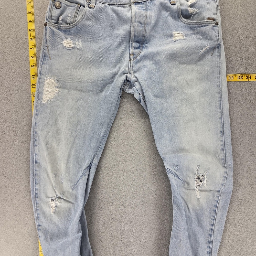 G-Star RAW Jeans Mens 33x32 Blue ARC 3D Slim Thrashed Button Fly Denim - Picture 11 of 16